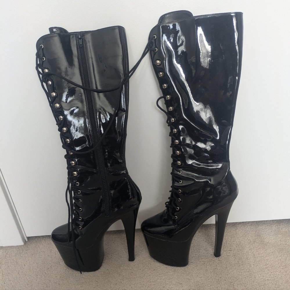 Black Vinyl Extreme Platform Boots